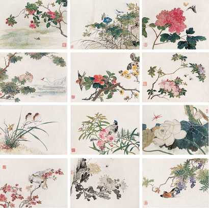 张振 花鸟 册页（十二开）